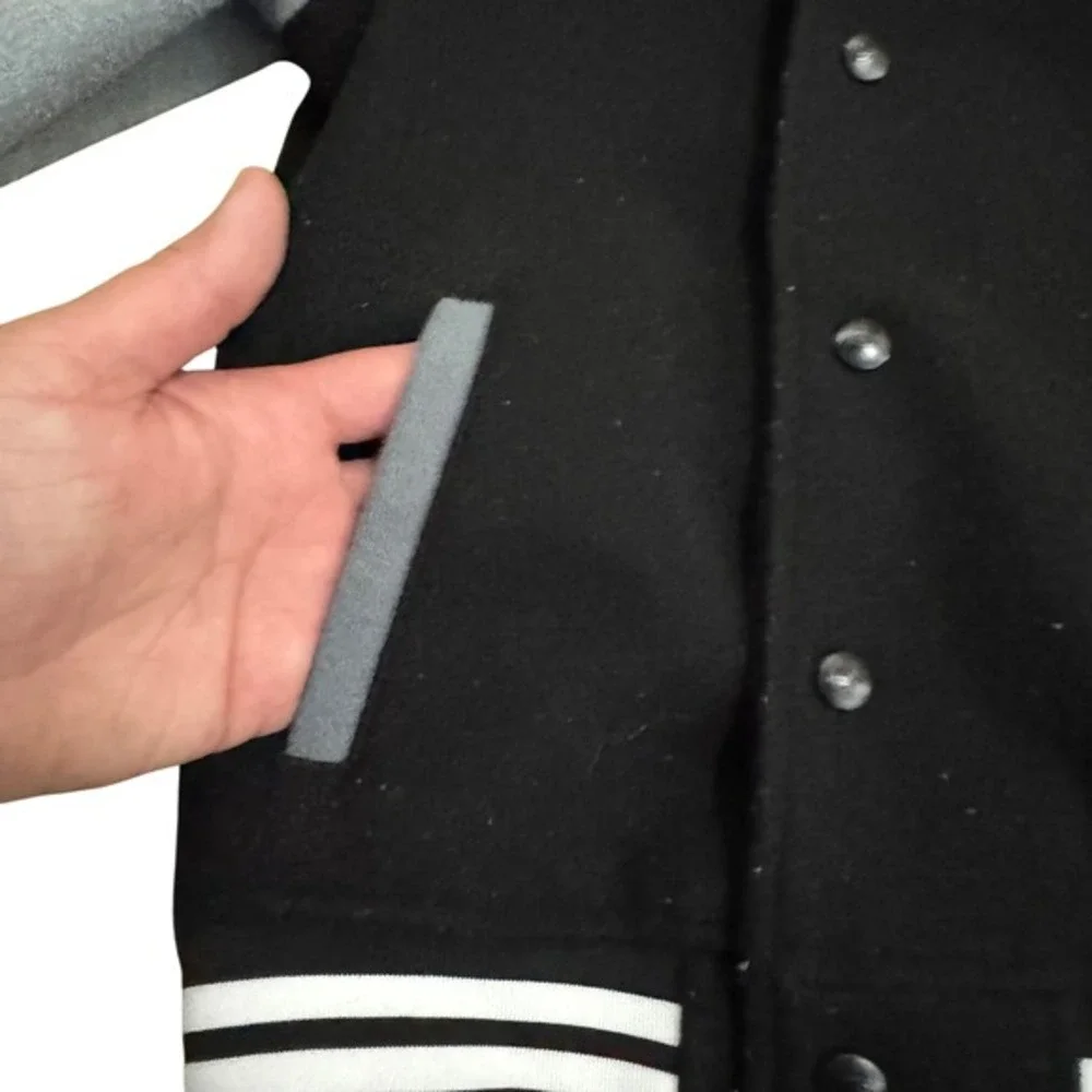 Nike Boys 4T Varsity Jacket Hoodie Black Gray Snap Front Swoosh‎